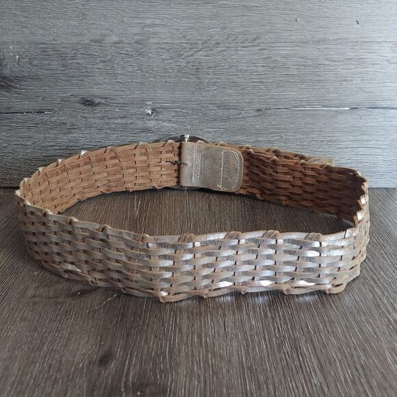 Calvin Klein Woven Tan Belt with Silver Buckle - Picture 2 of 7